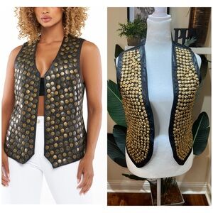 Black and Gold Studded Vest
